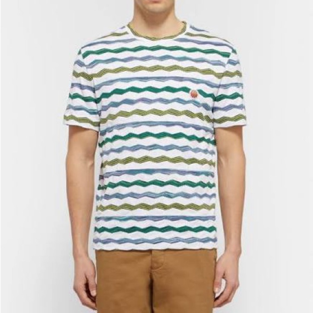Men’s Missoni Mare Multicolor Wave Pattern Short Sleeve Tee Large